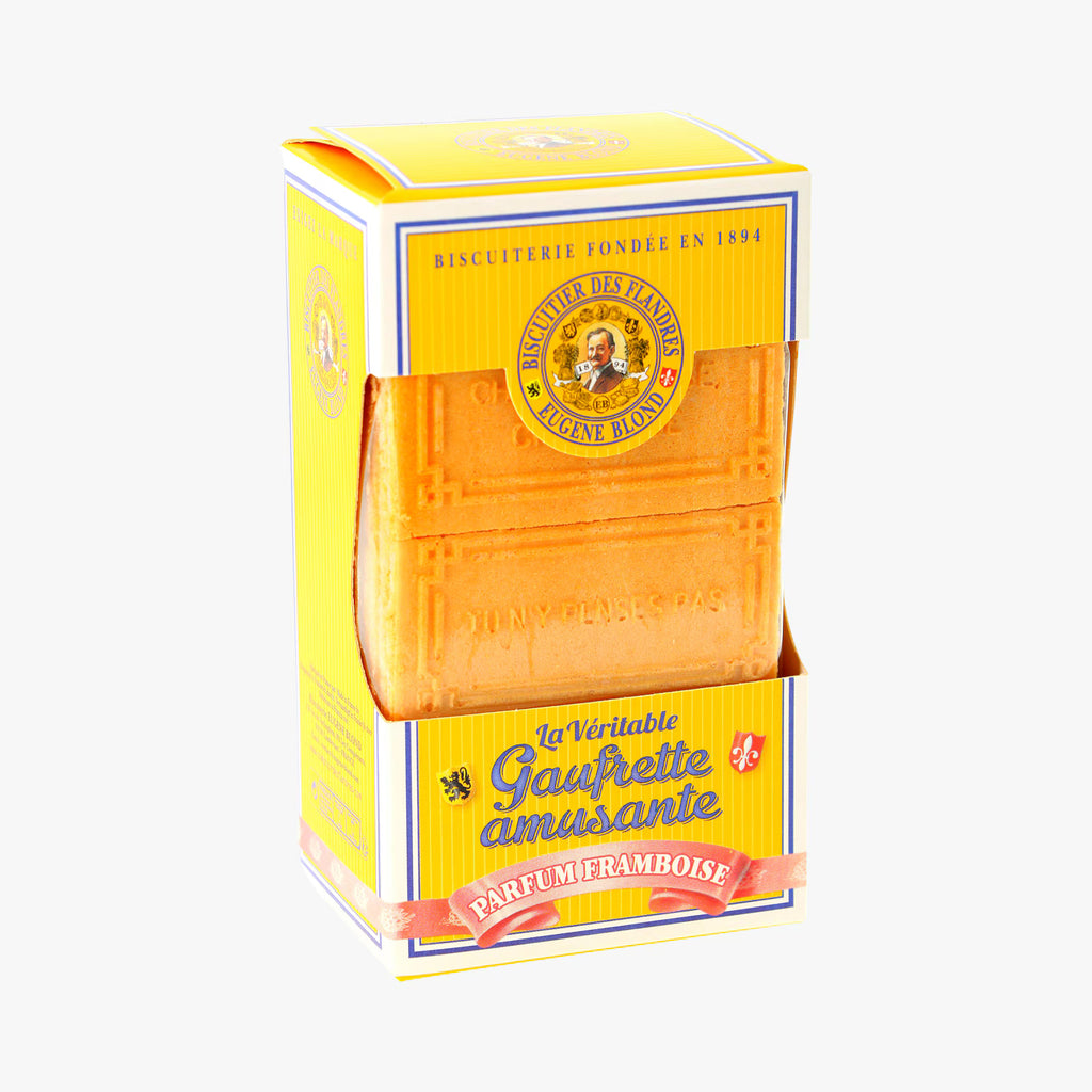 Gaufrettes artisanales à la framboise – biscuit croustillant fourré