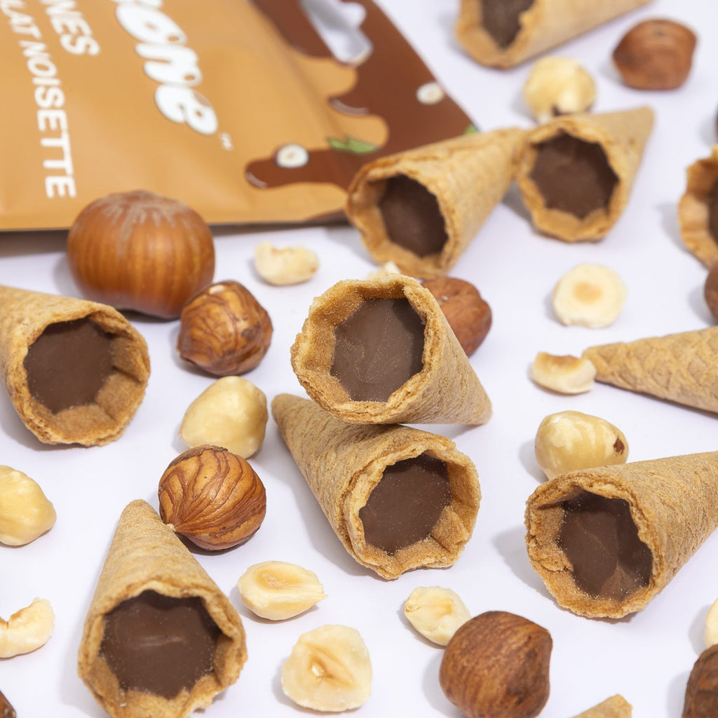 Mini Cônes Chocolat Noisette Bitecone – Bouchées Croquantes & Fondantes