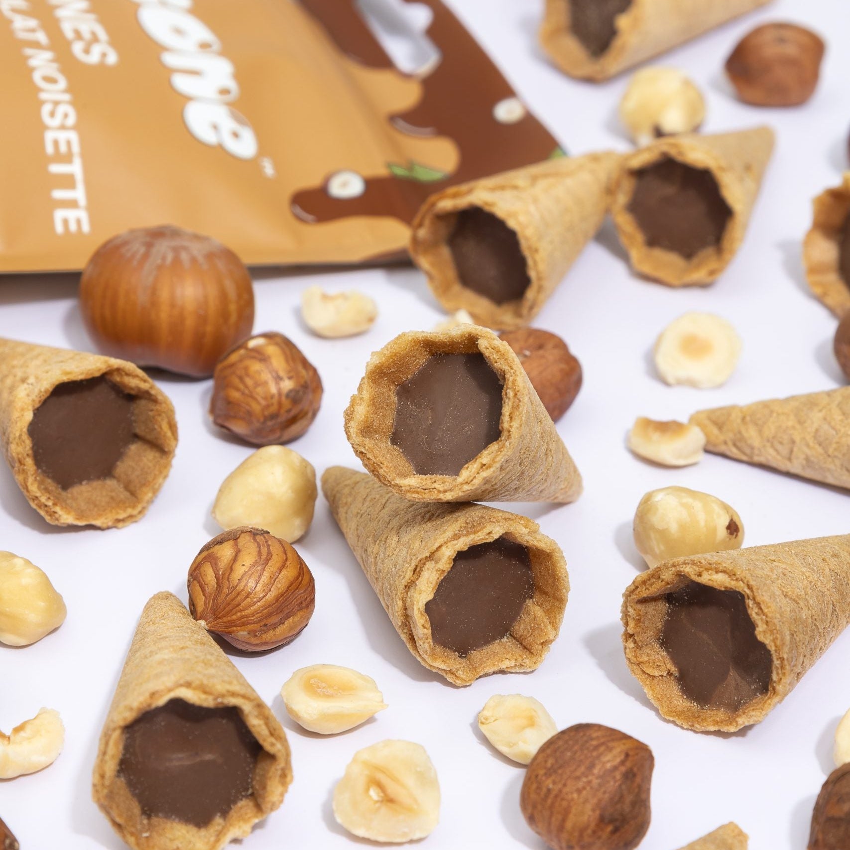 Mini Cônes Chocolat Noisette Bitecone – Bouchées Croquantes & Fondantes