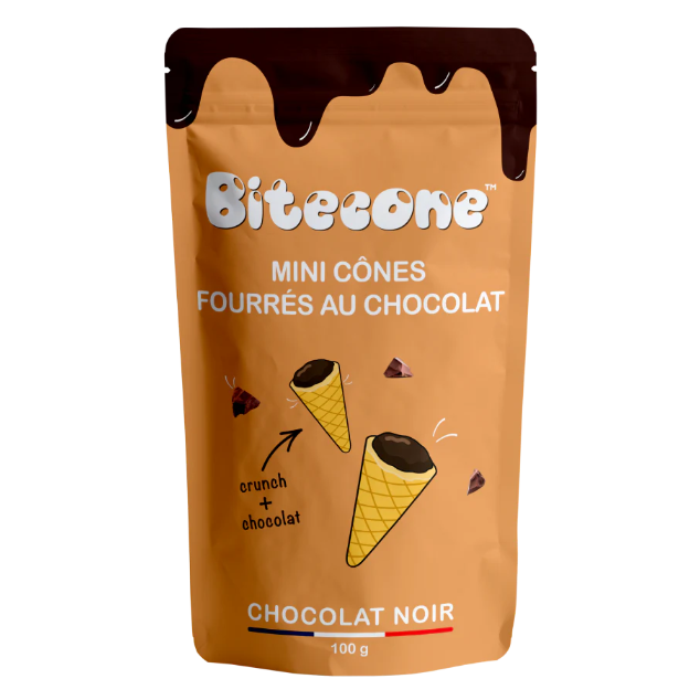 Mini Cônes Chocolat Noir Bitecone – Bouchées Gourmandes Croquantes