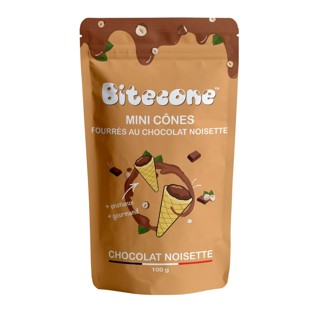 Mini Cônes Chocolat Noisette Bitecone – Bouchées Croquantes & Fondantes