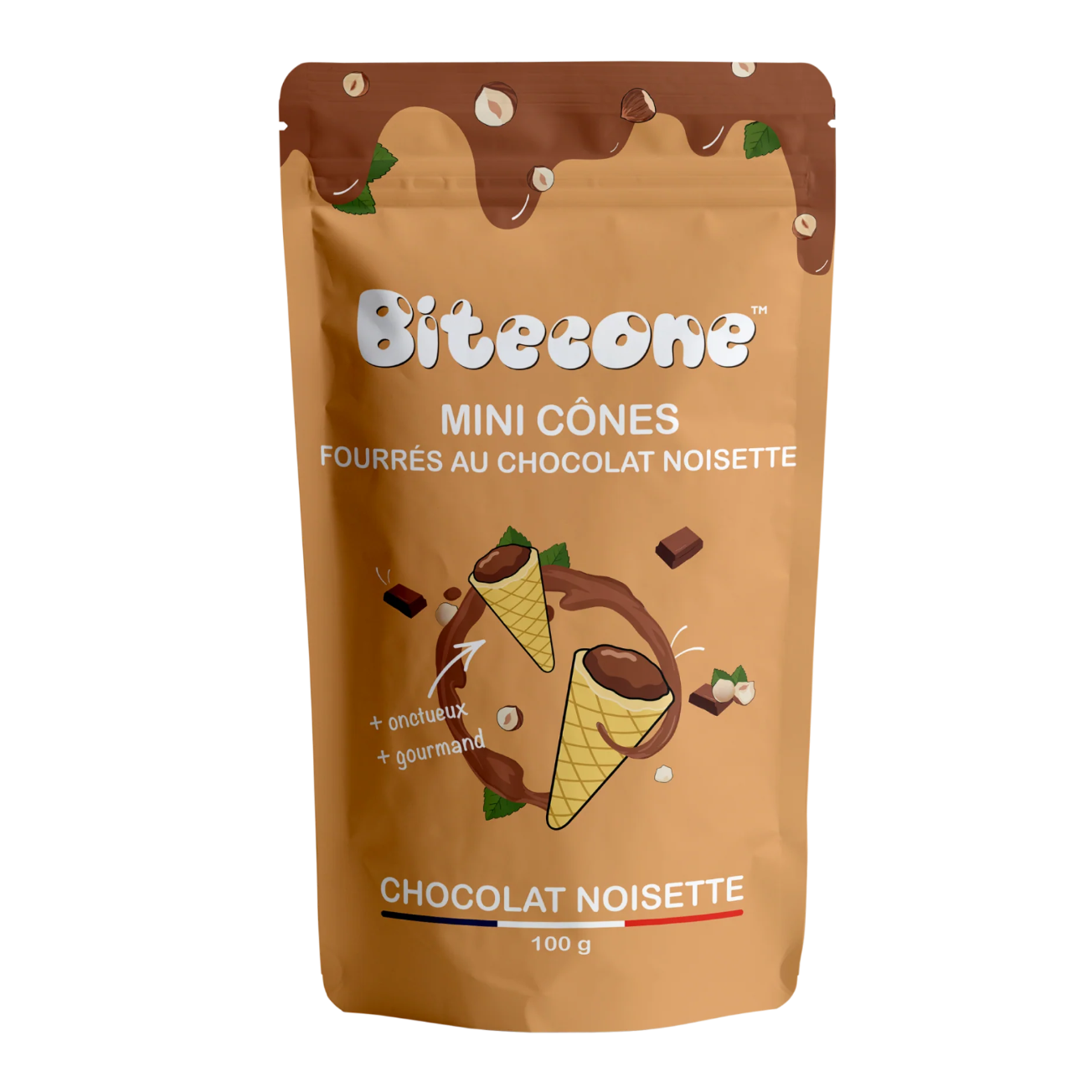 Mini Cônes Chocolat Noisette Bitecone – Bouchées Croquantes & Fondantes