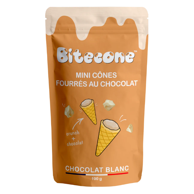 Mini Cônes Chocolat Blanc Bitecone – Bouchées Croquantes & Fondantes